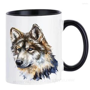 Mugs Wolf Cups Wolves Coffee Animal Lover Gifts Home Decal Mugen Ceramic Milk Tableware Tea Teaware Coffeeware Beer Drinkware
