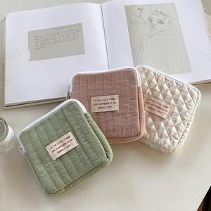 Storage Bags Cotton Makeup Pouch Mini Portable Cosmetic Bag Tampon Sanitary Napkin Pads Organizer Data Line Earphone Key Storgae Purse