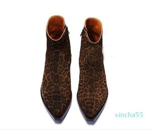 Leopard Mens Biker Boots Western Wyatt Shoes Plus Size 46 Fashion Designer Men039S Shoes äkta läder Fashion Chelse Boots F7441259