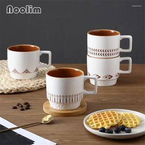 Mugs European Ceramic Simple Coffee Juice Mug Porcelain Couple Breakfast Milk Office Retro Afternoon Tea Cup Drinkware 320ML