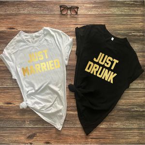 Just married T Shirt Aesthetic drunk Tshirt Women Ulzzang Wedding Bachelor Party Tops Lady ONeck oversized t shirt 240412