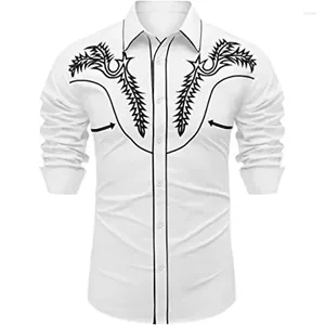 Mäns avslappnade skjortor Western Shirt Tribal Fashion High Quality Material 2024 kostym Plus Size Spring Summer Party Clothing