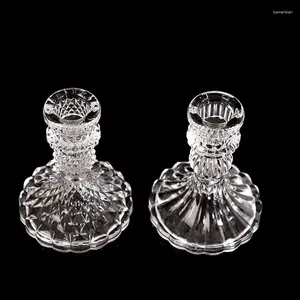 Vases Vintage Glass Clear Candlestick Dinner Candle Holder Home Wedding Decorations