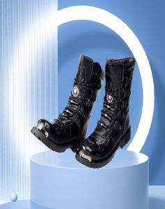 Stivali da uomo di grandi dimensioni 2019 scarpe punk gotiche calde invernali stivali da moto maschile 42020d506027068
