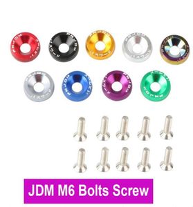 30pcspack siyah kırmızı mavi mor jdm 10 pcs tampon çamurluk yıkama cıvatası m6x20mm cnc sonlandırma alüminyum rondelalar motor bölmesi giydirme K9041860