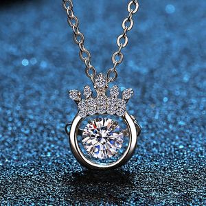 Stone Mo Sang Necklace S925 Sterling Sier Netclace Smart Crown Heat Heart Tanabata Valentines Gift