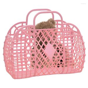 Storage Bags Kids Beach Bag Portable Retro Jelly Basket For Easter Waterproof Travel Pool Work Tote