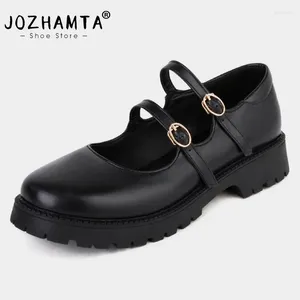 Sapatos casuais jozhamta tamanho 34-42 mulheres bombas tira de fivela salto grossa verão para 2024 Low Heel Lolita Office Ladies