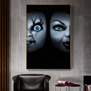 Klassische amerikanische Horrorfilme Chucky Poster Leinwand Malerei Wandkunst Schlafzimmer Game Room Av Room Thriller Ästhetik Dekoration