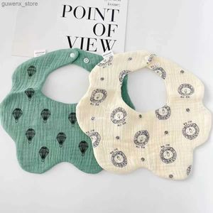 Bibs Burp Cloths Baby Bib Waterproof Newborn Burp Cloths Cotton Girls and Boys Work Bibs Cute Print Soft Baby Feeding Accessories Y240412