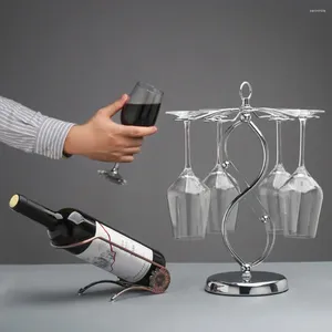 Kitchen Storage Cup Rack Space-saving Upside Down Wine Stand Hanging Iron Art Simple Style Red Goblet Holder Daily Use