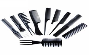 10pcSset Professional Hair Brush pente de salão de salão de barbeiro antiestático Combs