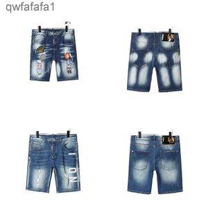 Męskie krótkie dżinsy proste dziury ciasne dżinsowe spodnie swobodny niebieski lato w stylu Włoch dżinsy designer haft haft szczupły streetwear hurtowy uugb