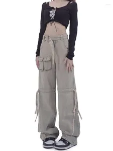Jeans femminile americano vintage 2024 estate sciolte gamba dritta largo pantaloni al piano di lavoro lunghezza y2k