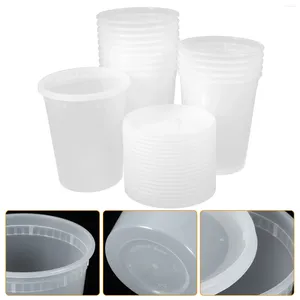 Lagerflaschen 20 Sets Takeout Food Bowls Deckungen Einweg-Suppenbecher Messen Siegel