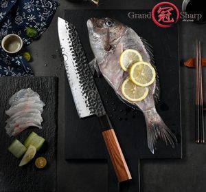 9 polegadas Chef039s Faca 3 Camadas AUS10 Japanese de aço japonês Kiritsuke Kitchen Flicing Fish Carne Fooling Tools Grandshar8544608