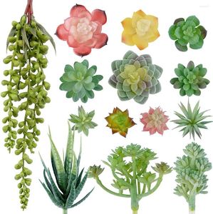 Decorative Flowers 14 PCS Artificial Succulents Unpotted Fake Plants For Desk Office Living Room And Home Decoration DIY Assorted