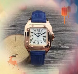 Super quality womens small size watch 3 pins design quartz movement cow leather rose gold silver color case clock table square roman tank dial wristwatch gifts