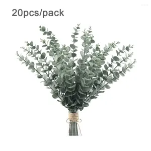 装飾的な花20pcsの茎は花のアレンジメントセンターピース人工ユーカリフェイクフェイクプラントブランチウェディンググリーンリアル