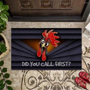 Carpets HX Rooster Doormats 3D Graphic Did You Call First Animal Indoor Outdoor Doormat Funny Fashion Door Mat Birthday Gifts