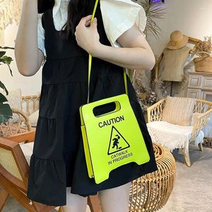 Shoulder Bags Novelty Stop Sign Purse Tote Pu Leather Handbags Women Fashion Caution Catwalk In Progress Crossbody Bag Messenger Purses