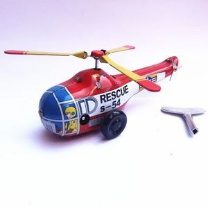 Rolig vuxensamling Retro Wind Up Toy Metal Tin Propeller Aircraft Mechanical Toy Clockwork Toy Figures Model Kids Gift 240401