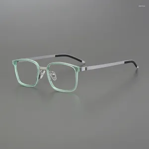 Solglasögon ramar acetatlegering skruvlös ramlös unisex optiska glasögon ram för kvinnor män glasögon glas myopia recept