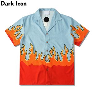 Flame Polo Shirt Men Summer Material Materiale sottile Beach Beach Shirt Hawaiian Camicia da uomo vintage