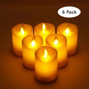 6PCS Batterie Kerzen Plastik Flameless mit Docht -LED -Teeleuchten für Home Dekoration Hochzeit Geburtstag 240412