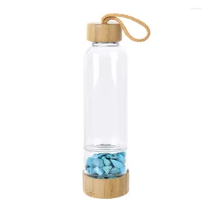 Colares pendentes criativos de quartzo natural de cristal de vidro de vidro garrafa de cascalho irregular copo de pedra de cura elixir infundido para presentes