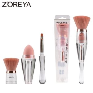 Kits Zoreya Travel 3in1 Sätt mjuk mångsidig bärbar makeupborste vinklad svamp Brow Eye Shadow Powder Paint Borstes Cosmetic