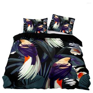 Bedding Sets Country Style Duvet Capa Ultra Soft com travesseiro vintage Birds coloridos impressão para o tamanho duplo duplo