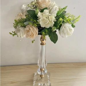 Party Decoration Event Gold Acrylic Crystal Flower Stand Centerpieces Vases Geometric Centerpiece Floral Vase Candle Holder 2621