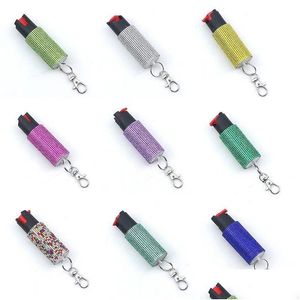 Keychains Lanyards Self-Defense Womens Color Diamond Supplies Keychain Designer Accessories Diamond-Encrusted-Bag Keyring Drop Deliver Ot71J