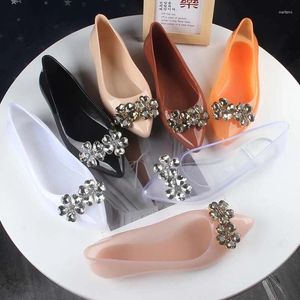 Casual Shoes 2024 Summer Women's Pointed Sandals Ladies Outwear Fashion Flower Heart Diamond Solid Flat File