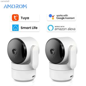 IP Cameras 1080P Tuya Indoor Wifi IP Camera Baby Monitor Night Vision Who Detects Bidirectional Audio Surveillance Camera Google Alexa PortC240412