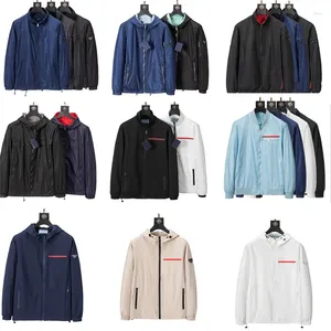 Jackets masculinos, designer de homens homens masculinos de alta qualidade logotipo vermelho logotipo imprimido com capuz à prova de vento casacos soltos esportes moda casual