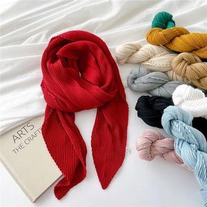 Blankets Crinkle Scarf Women Silk Satin Tie Hand Wirst Female Headscarves Bandana Shawl Solid Color Blanket