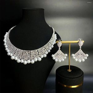 Brincos de colar Set Eyer Vestido de festa de casamento luxuoso para noivas de noiva Jóia de joalheria de joias fã