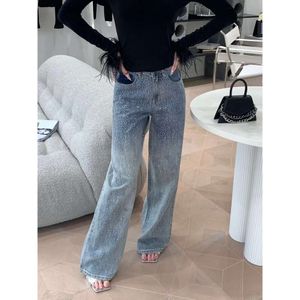 Basic & Casual Dresses Mm23 Autumn/winter Fashion Heavy Industry Hot Diamond Decoration Old Gradient Straight Barrel Jeans