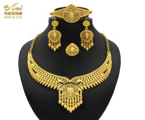 Kolczyki Naszyjnik zestaw biżuterii ślubnej 24K Złote Afrykańskie Nigeryjskie i kolczyki Etiopski Dift Dift Wedding Jewellery5098814