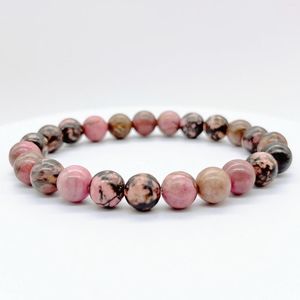 Strand Natural Rhodonite perline bracciale Crystal Stone Fashion Catena per donne uomini Sweet Reiki Healing Bangle Bangle Gioielli regalo