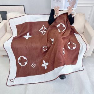 high quality blanket old flower print classic letter V logo design brow blanket office nap blanket travel towel sofa decorative blanket 135*175cm with gift box