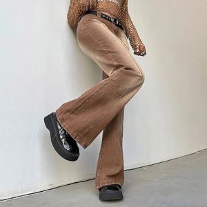 Women's Jeans Washed And Made Old Low Waist Spicy Girls Tousers Fashion Retro Gradient Casual Denim Pants Brown Flare Pantalons