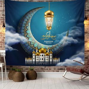 Ramadan Tapestry Islamic Moon Eid Tapestry Mubarak Religion Festival Wall Hanging Cloth Tapestries for Church Room Decoration 240403