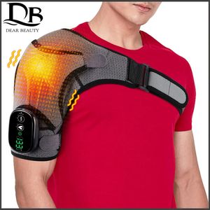 Heating Vibration Massage Shoulder Brace Support Protector Touchscreen Controller Rechargeable Therapy Pain Relif Injury Recover 240403