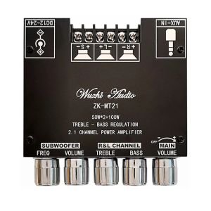 Amplificadores ZKMT21 2.1 canal 5.0 Subwoofer amplificador placa 50WX2+100W AUDIO