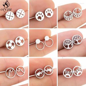 Stud Earrings Multiple Simple Round Shaped Earings Women Fashion Jewelry Trendy Compass Wave For Girls Kids Hallowmas Gift