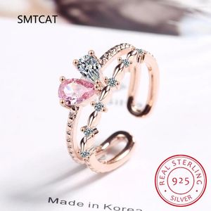 Cluster Rings D Color VVS1 Moissanite Ring For Women Wedding Fine Jewelry 925 Sterling Sliver Engagement White/Pink Gemstone Water Drop