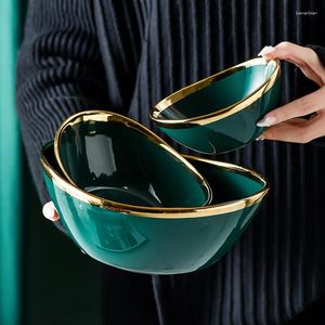 Tigelas tigelas de esmalte verde de cerâmica Rice Arroz Legumes Sopa Sopa Serviço Serviço Porcelana Cozinha de Kitchenware